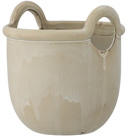 Bloomingville Cache-pot Janti en faïence - Diamètre : 20 cm - Hauteur : 21 cm - Grège