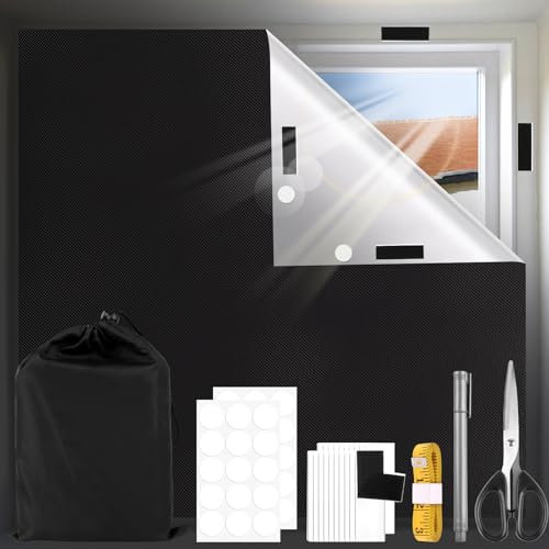 Estores Opacos sin Taladrar 300x145cm, Tela Oscurecedora para Cortinas Opacas Tela Opaca para Ventanas Cortable, Persiana Térmica para Caravana Protección Solar
