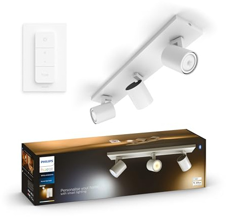 Philips Hue White Ambiance Runner 3er Spot weiß, inkl. 3 GU10 LED Lampen, dimmbar, warm- bis kühlweißes Licht, steuerbar via App, kompatibel mit Amazon Alexa (Echo, Echo Dot)