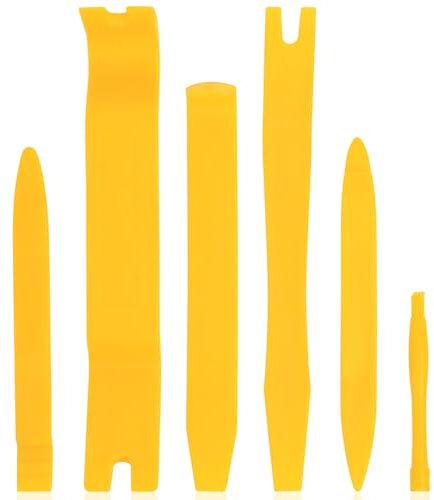 Kit Utensile di Smontaggio per Rimozione di Cunei Riparazione Auto, Leva per Pannello Auto, Strumento di Rimozione per Pannelli Interni Portiera Autoradio (Giallo -6 Pezzi)