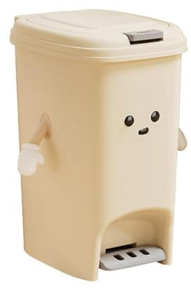 Fenteer Poubelle 20L avec Couvercle, Poubelle à Pédale Rectangulaire pour Salle de Bain ou Cuisine, Ivoire