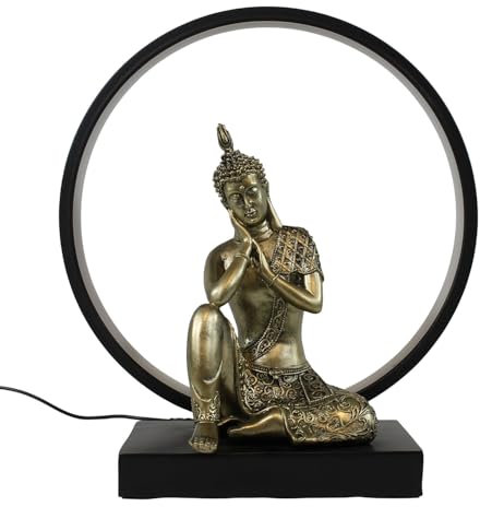 colourliving Buddha Lampe LED Buddha Tischlampe Tischleuchte Buddha Deko Lichtfarbe warmweiß