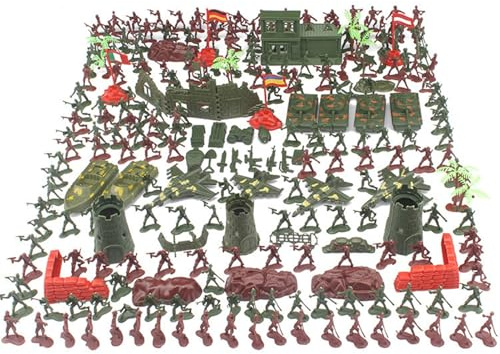 Toy Soldier Men - 100 piezas de juego de figuras de acción militar, soldados de juguetes de del ejército con accesorios y armas | Figuras de batalla de Featational Featting Play Set para Boys