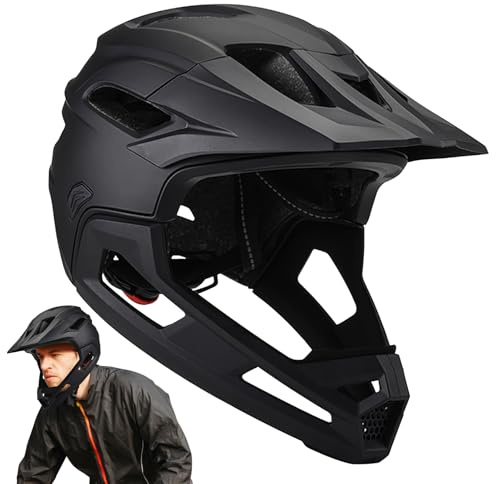 Mountain Bike Helmet For Adult, Lightweight Adjustable Multi-Sport, Road Bike Helmet Lightweight, Adjustable Visor And Goggle Port, Full Face Bike Helmet With Detachable Chin Holder & Visor
