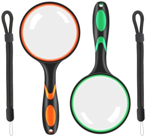 Vicloon Leselupe, 2pcs 10-Fache 75 mm Handlupe Mit Weichem Gummigriff