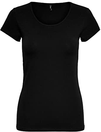 ONLY Damen Onllive Love S/S O-Neck Top JRS Blouse, Schwarz, L EU