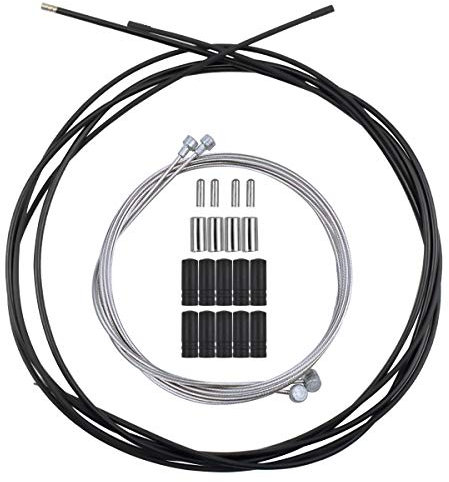 Netspower Fahrrad Bremszug, Universal Bowdenzug Road Bike Bremsen Kabel Fahrradzubehör Kabel Draht und Caps Set, Schwarz