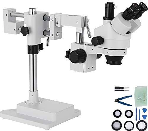 VEVOR 3.5X-90X Simul-Focal Stereo Microscope 360°Swiveling Trinocular Stereo Microscope with Dual Arm Boom