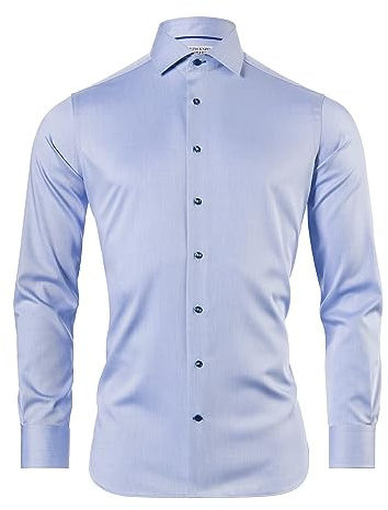 Vincenzo Boretti Camicia, Slim-Fit/Taglio Aderente, Twill - Non-Stiro Azzurro 41-42