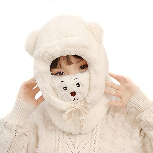 Uposao Enfant Cagoule De Ski Cycliste Epais Chaud en Hiver Bonnet Echarpe Cache Cou Chapeau De Dessin Mignon Animé pour Enfants Protection Tête Cou Nez Bouche Oreilles Fille Garçon 3-7 Ans