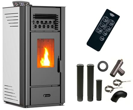 Estufa de pellets de aire Anita 10 kW blanco Sannover + kit conexión fumistería