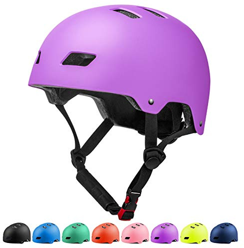 FAYDUDU Kids Bike Helmet Toddler Skateboard Helmets for Ages 3-13 Years Boys Girls CE Certified Safety Adjustable Multi-Sport Roller Skating Scooter Cycling Helmet (Purple, S)
