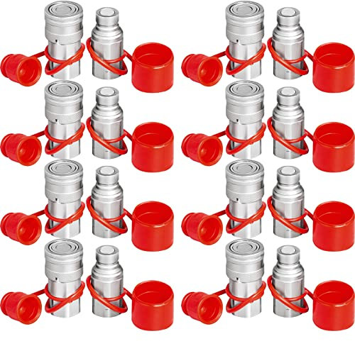 VEVOR Coupleur Hydraulique Rapide pour Chargeuse Compacte, Corps 1/2 Corps Filetage NPT 1/2, Raccord Rapide Hydraulique 8 Paires en Acier Trempé, 27,6 MPa (ISO 16028), Connexion Rapide, Usine