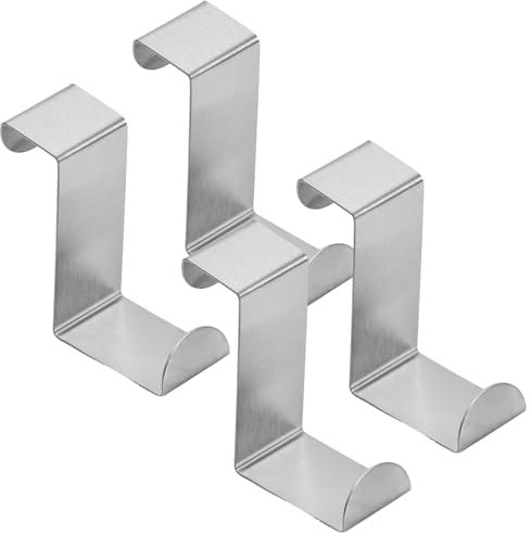Wisebom Edelstahl Kleiderhaken Premium Türhaken, 4 Packung (2 x 2-seitig verwendbar), Modern, Silber, Z-shape, Türmontage, Platzsparend