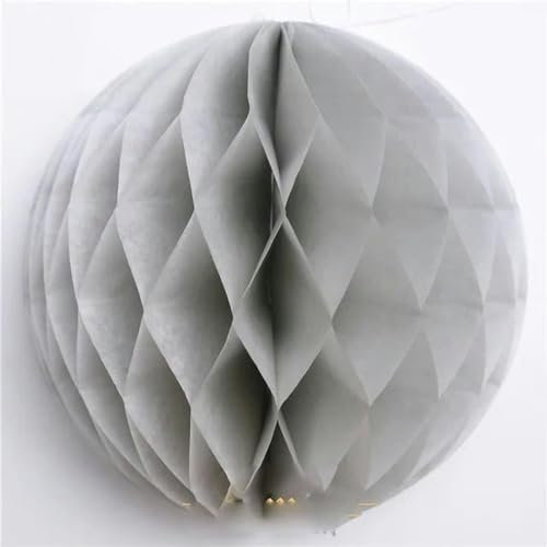 24 Farben Bunte Party Papier Große Laterne Seidenstoff Pompons Blume Wabenball Kinder Geburtstag Hochzeit Dekorationen-grau-2 Zoll