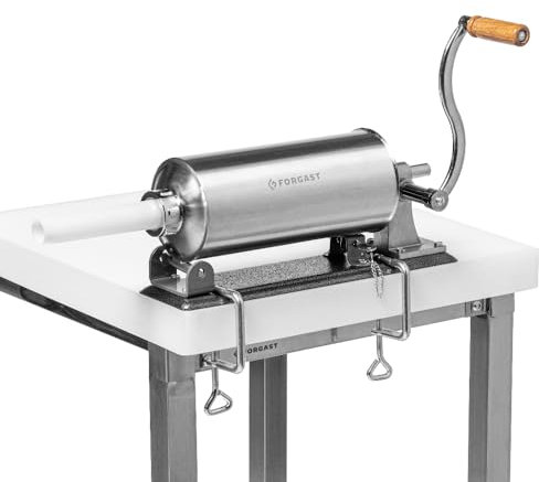 Frogast Insaccatrice Manuale per Salsicce Salami 3l, Acciaio Inossidabile, Macchina per Insaccatrice, Pressa per Salsicce con Morsetto da Tavolo, Orizzontale, Facile da Pulire, con 3 Imbuti