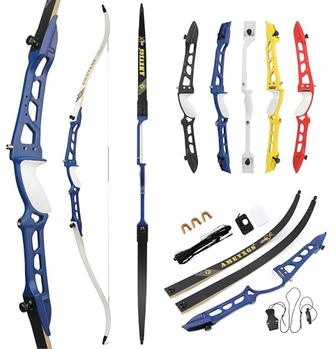 surwolf bågskytte recurve båge 66/68/70 tävling recurve båge för nybörjare 14-40LBS Takedown recurve båge Bågskytte båge och pil kit(blå båge,1#70-20lbs)