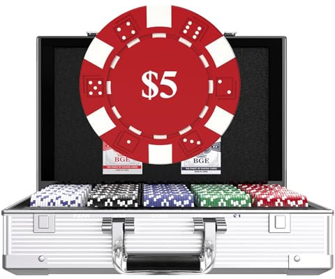 HEITOK Profi Pokerkoffer Pokerset inkl. 1000 Schwerer 11.5g Metallkern Poker-Chips; Pokerdeck, Pokerkarten, Würfel, Dealer-Button; abschließbar Alu-Koffer; Casino für Zuhause (1000 Chips)