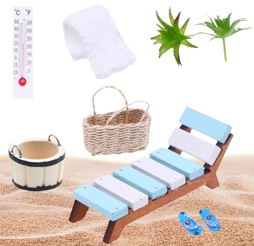 9 PièCes Accessoires DéCoration Miniature Micro Paysage Mini Chaise Longue Chaise Plage Accessoires DéCoratifs Pour Sauna Pour Bricolage, Cadeau Unique, DéCoration Jardin, Accessoires Sauna, Cadeau
