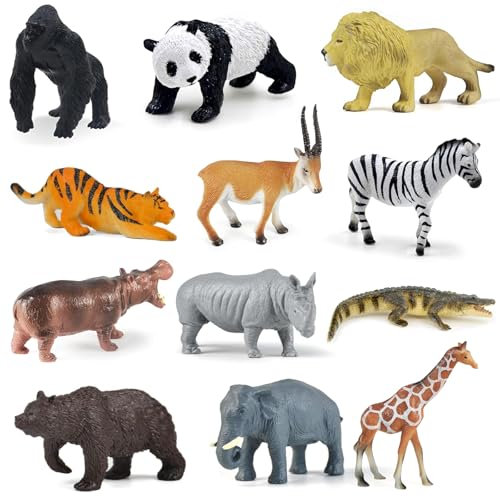 YOUNGSAY 12 Pezzi Figure di Animali della Foresta, Realistico Animaletti per Bambini, Plastica Animali per Bambini per la Decorazione della Casa, Giocattoli Educativi e da Bagno