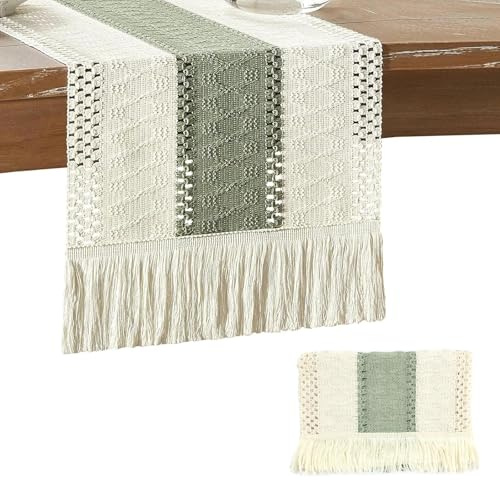 LINTRA Camino de Mesa, 30 × 180 cm Camino Mesa, Estilo Bohemio Borlas Lavable Table Runner, Duradero, con Borlas, para Festivales, Fiestas o como Decoración