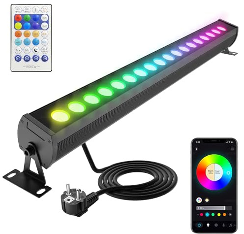 Yotivki Barra de Luz LED Exterior RGB 90W 50cm – 16M Colores (2700–6500K Regulable), Control Bluetooth+RF, 50 Modos Escena, IP65 Impermeable – Fiesta/Jardín/Decoración