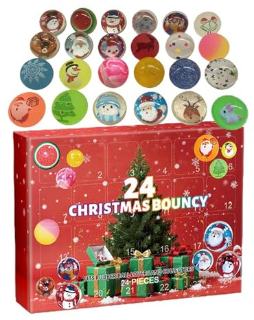 Palle Rimbalzine Avvento Natale 2025-24 Giorni Di Mini Giocattoli Da Rimbalzo, Calendario 'Avvento Decorativo Bambini | Giocattoli Antistress Per Ragazzi Ragazze Casa Festa Natale Vacanze
