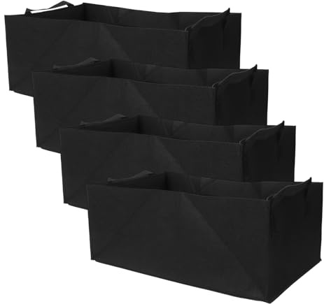 Lawnoval Lot de 4 sacs de plantation rectangulaires en feutre non tissé pour pommes de terre, tomates, haricots, 40 x 30 x 20 cm avec poignées renforcées