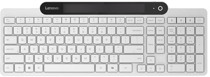 Lenovo 800 Teclado Bluetooth Autocargable (Carga con Luz Ambiental, Inalámbrico, Conexión hasta 3 Dispositivos, USB-C, 109 Teclas, Windows 10-11) QWERTY Español - Blanco
