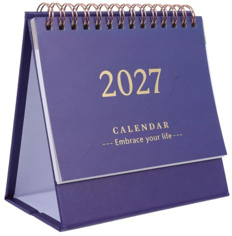 UTHCLO Minimalist Stående Skrivbordskalender Desktop Månadsplanerare med Tvillingtrådsbindning Skrivbar och Läslig Kalender för Hem och Skola Mörkblå