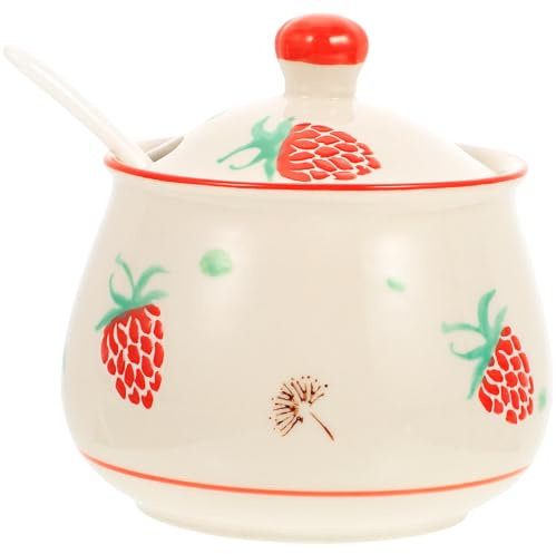 POPETPOP Pot à Sel Rangement Pratique des Condiments en Céramique avec Couvercle et Cuillère 300ml Bol à Épices Compact Cuisine