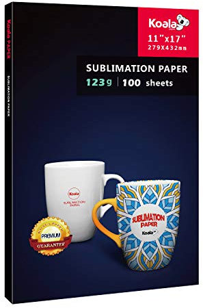 Koala - Papel de sublimación de 11 x 17 pulgadas, fácil de hacer camisetas, vasos, tazas, solo compatible con impresoras de sublimación de inyección de tinta, 100 hojas, 123 g