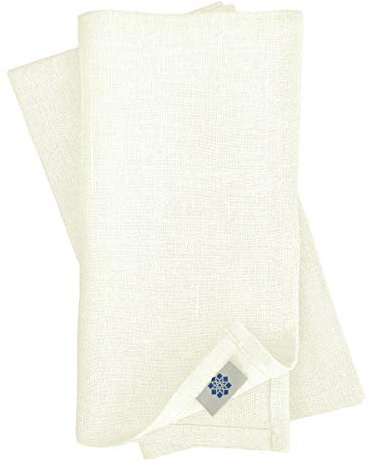 Linen & Cotton Tovaglioli di Stoffa Colorati Hygge Set di 4-100% Lino, Bianco (32 x 32 cm) Tovaglioli da Tavola Bianchi per Cucina Tavolo da Pranzo Tovaglioli Natalizi per Feste Ristorante Tessuto