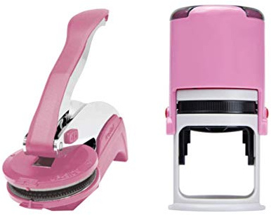 Corporate Seal Embosser and Self Inking Stamp | Combo (Pink, 2-Items)