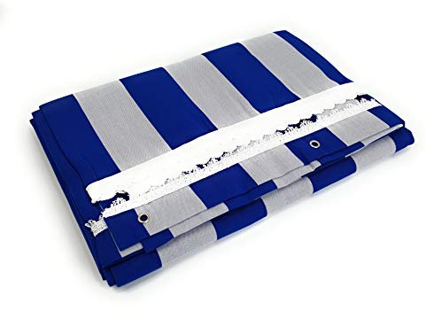 Viglietti Rideau de soleil à rayures pour balcon ou terrasse, avec anneaux et crochets, tissu résistant pour extérieur, dimensions 140 x 300 cm (bleu rayures col.216)