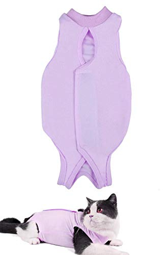 AEITPET Traje de recuperación Profesional para Gatos, Gata Camiseta de recuperación, heridas Profesional para heridas, de recuperación quirúrgica Ropa Chaleco de pequeños Gatos (M, púrpura)