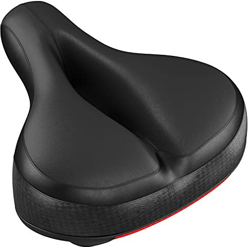 WELLGRO breiter Fahrradsattel - Cityrad Sattel - ergonomischer Fahrradsitz - 25 x 20 x 12 cm (LxBxH) - gepolstert - Memory Schaum - Farbe wählbar, Farbe:Schwarz