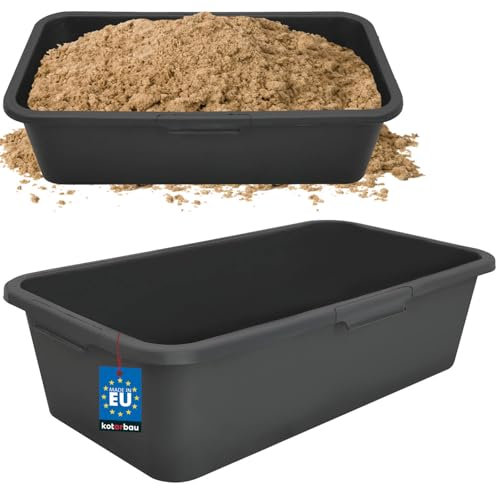 KOTARBAU® Cubo rectangular para mortero, 45 L, Negro, Plástico resistente, Depósito, Barreño, Tanque, Contenedor de agua para riego, Cubo de construcción para mezclar cemento, Recipiente universal