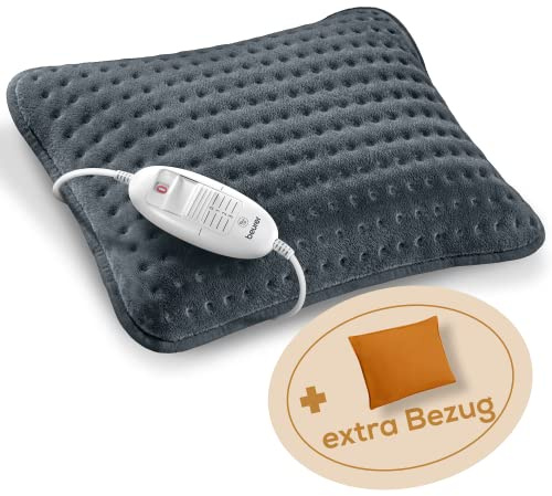 Beurer HK 48 Cosy Sofa Heating Pad with Quick Heating, 3 Illuminated Temperature Levels and Automatic Shut-Off, Extra Soft Reversible Cushion, with Additional Felt Cover, Orange