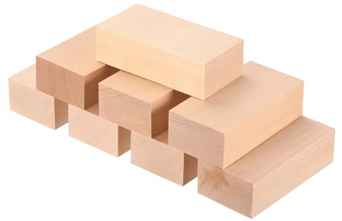 sourcing map 8Pcs Basswood Carving Block, 4x2x1.2 Square Wooden Dowels Blocks for DIY, Arts Decoration, Crafts Whittling, Hand Carved