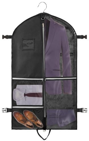 Premium Anzugtasche,Faltbare kleidersack Reisetasche mit 4 taschen Tragegriff und Schnallen,Kleidersack für Anzug Herren Mantel Jacke .Anzugsack 110x60cm Kinder-Kleidersack für Reisen Lagerung