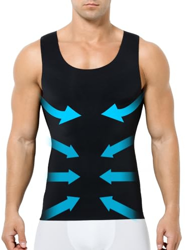 Casey Kevin Chaleco de Compresión Hombre, Camiseta de Compresión Faja Reductora Hombre, Camiseta Reductora Compresión Camiseta Tirantes Hombre para Gym Fitness Ejercicio Gimnasio, XL