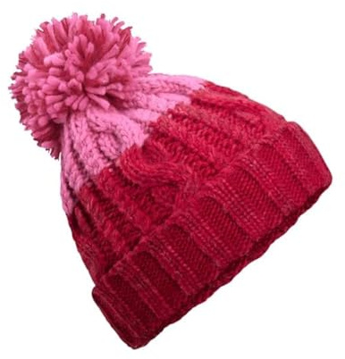 Pinkfish Shop, Apres Cable Knitted Bobble Hat, Winter Beanie, Winter Pom Pom, Wooly Hat, one Size Multicolour (UK, Alpha, One Size, Standard, Red/True Pink)