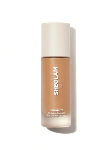 SHEGLAM Skinfinite Hydrating Foundation Flawless Dewy Foundation Hydrating Coverage Invisible Pore Concealer Pore-less Non-Greasy Lightweight Natural Soft Liquid Foundation-Walnut