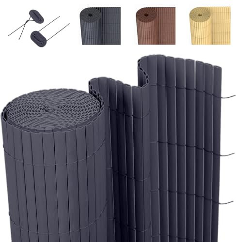DVAURLIAN PVC Sichtschutzmatte, Balkon Sichtschutz mit Kabelbindern, Sichtschutzzaun Wasserdicht Windschutz für Garten, Balkon und Terrasse (Anthrazit, 120x300cm)