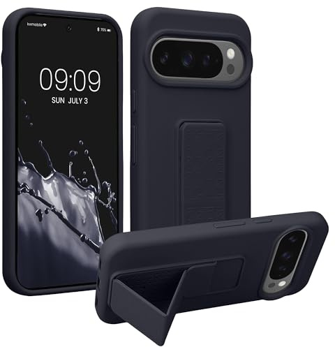 kwmobile 1x Custodia Compatibile con Google Pixel 10 / Pixel 10 Pro - Cover Supporto Dita - Back Case per Smartphone - Protezione Gommata blu mirtillo
