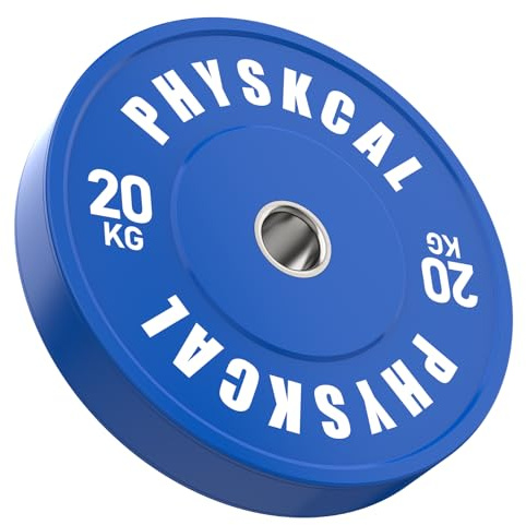 PhysKcal 1 x 20 kg Couleur Bumper Plates 50 mm disques pour barre Olympique