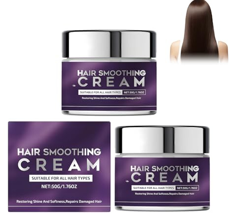 Crema alisadora para el cabello, fórmula antiencrespamiento para cabello rizado y seco, cuidado intensivo con brillo sedoso, fácil aplicación para el hogar, crema alisadora ideal para el cuidado