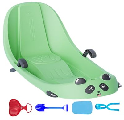 Snow Sled for Kids,Winter Sport with Backrest | Toboggan Snow Sled Built-in Brake | for Cold Weather Girls Children Preschoolers Snowy Hills Park Backyard Playground