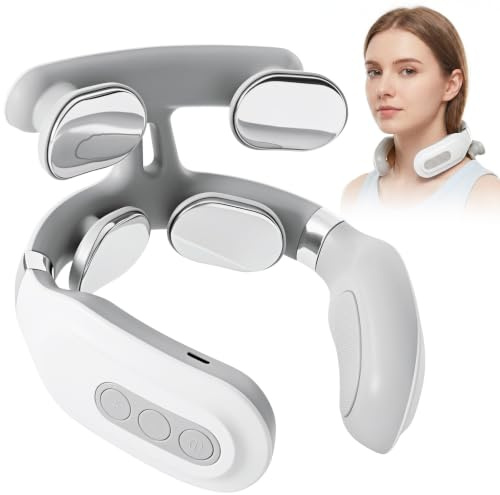 Neurotex - Masajeador de cuello portátil con calor, masajeador de cuello con 6 modos, 20 niveles de intensidad, masaje eléctrico para el cuello, para viajes, oficina, hogar